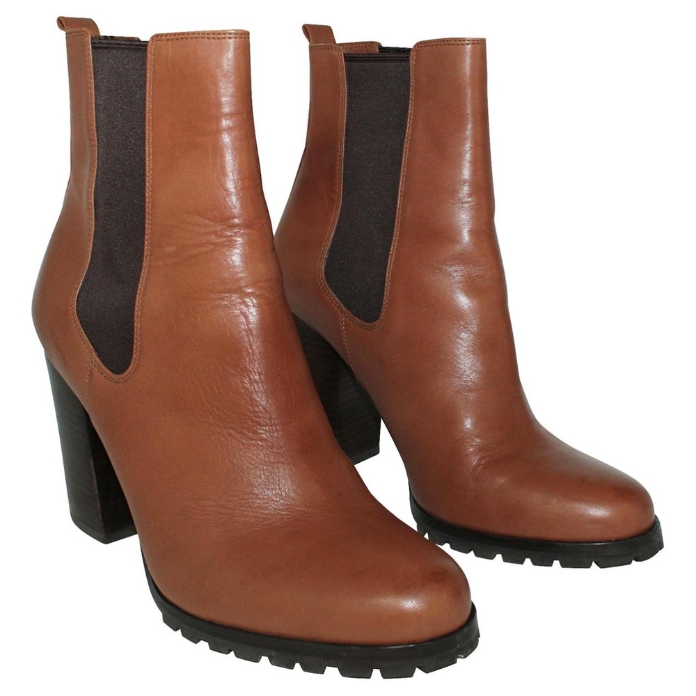 Coach Tan Leather Heeled Boots